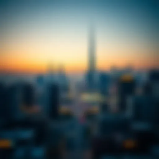 Dubai Skyline at Dawn A picturesque view of Dubai's skyline during dawn