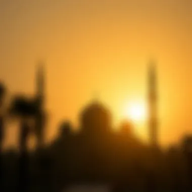 Mosque Silhouette at Fajr An elegant mosque silhouetted against the early morning light