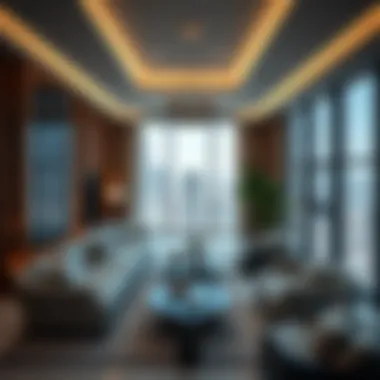 Luxury Living in High-Rise Developments An intricately designed luxury apartment interior within a high-rise building in Dubai
