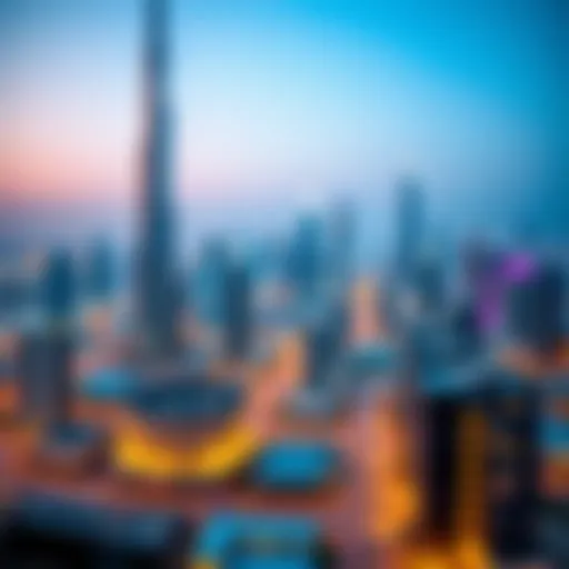 Dubai's Iconic Skyline A stunning view of Dubai's skyline showcasing iconic high-rise buildings