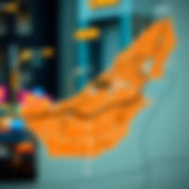 Detailed map of taxi fare zones in the UAE