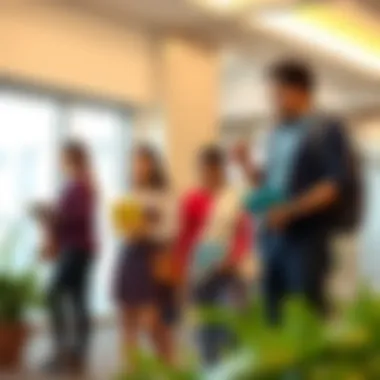 Families Exploring Opportunities at the Universal American School Families interacting at the school's open house
