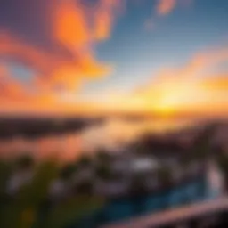 Stunning view of the Venice Damac Lagoons at sunset