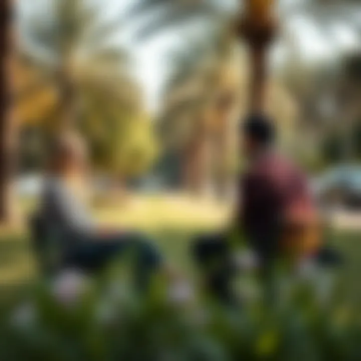 Casual Park Setting for Recruitment Discussions Casual conversation in a park setting for job recruitment