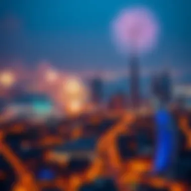 Aerial View of Dubai Fireworks Aerial view of fireworks over iconic Dubai landmarks