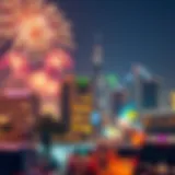 Dubai Skyline Fireworks Display Spectacular fireworks lighting up Dubai skyline