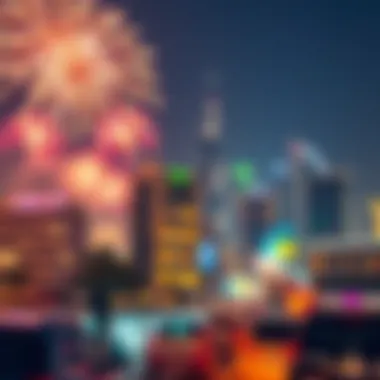 Dubai Skyline Fireworks Display Spectacular fireworks lighting up Dubai skyline