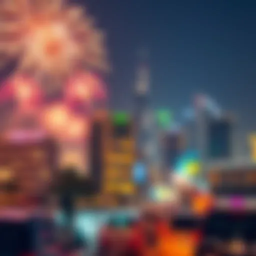 Dubai Skyline Fireworks Display Spectacular fireworks lighting up Dubai skyline