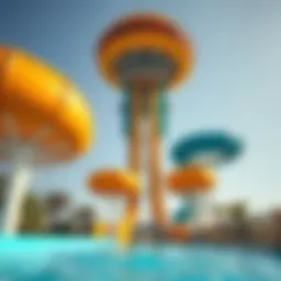 A towering water slide at Wild Wadi Water Park