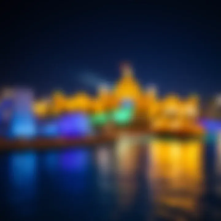 Magical Night at Yas Waterworld Nighttime illumination of Yas Waterworld