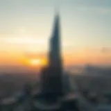 Breathtaking Sunset Over Yes Tower Stunning view of the Yes Tower at sunset