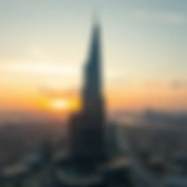 Breathtaking Sunset Over Yes Tower Stunning view of the Yes Tower at sunset